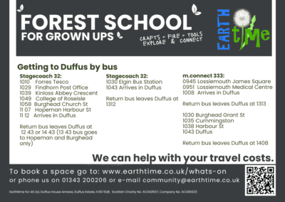 Information about travel to Earthtime by bus