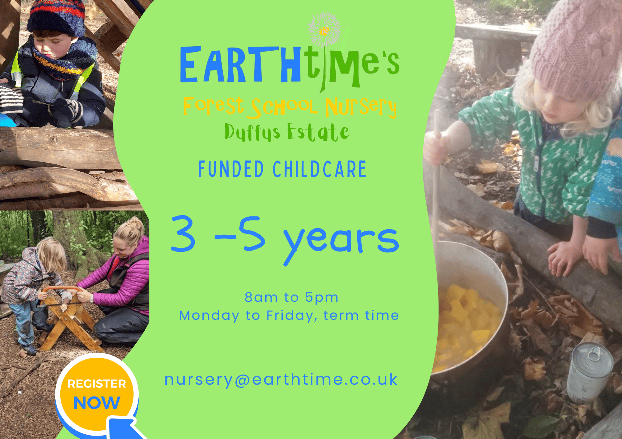 Poster promoting the age 3 to 5 nursery group